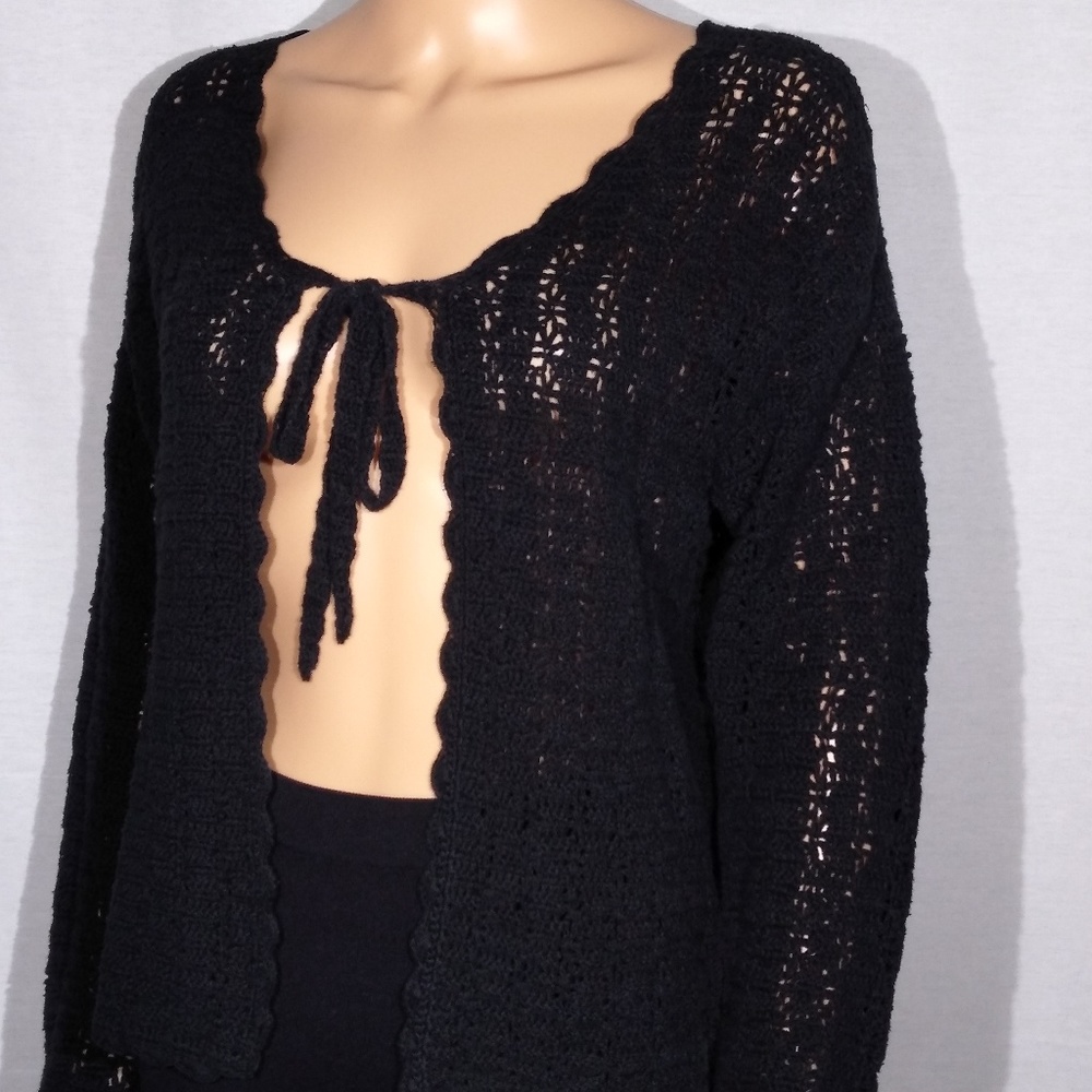 Tiara International: Open Crochet knit & Tye Neck